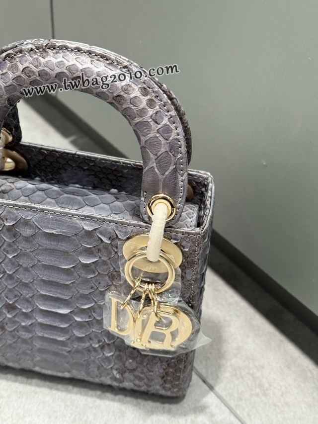 Dior专柜新款Lady女包迪奥顶级原单蟒蛇皮mini三格戴妃手提单肩包 djfk1162